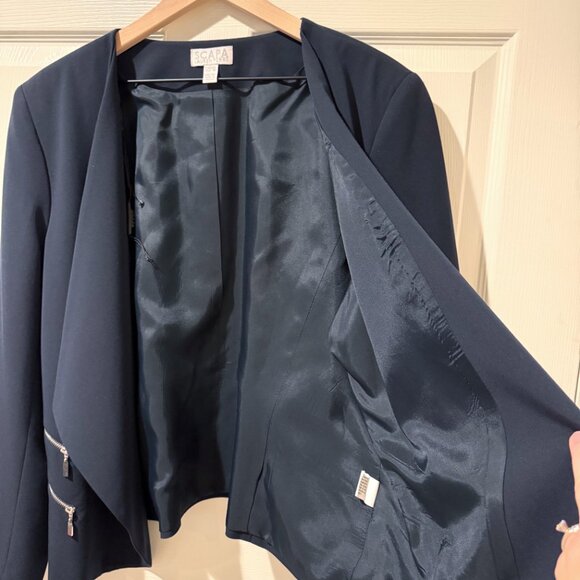 NWOT SCAPA Lauren Perre Navy Jacket Blazer Zippered Women 16 Career Canada - Picture 6 of 12